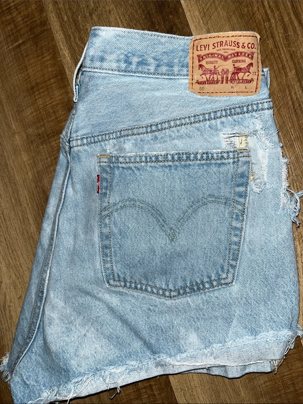 Levi's Light Wash High-Rise Cutoff Denim Shorts